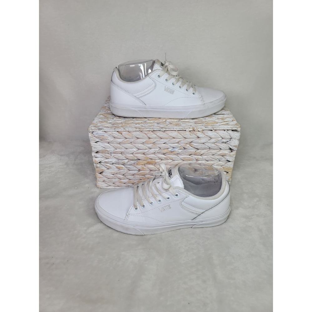Vans Y2K Seldon Leather Skate Shoes Sneakers White Retro Low‎ Top Size 7.5 Women